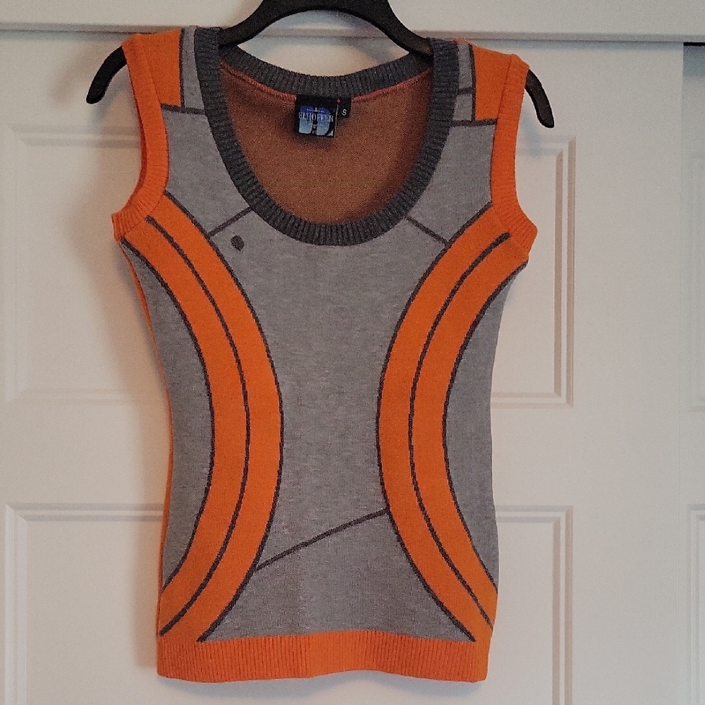 Orange and Gray Sleeveless Knit Top